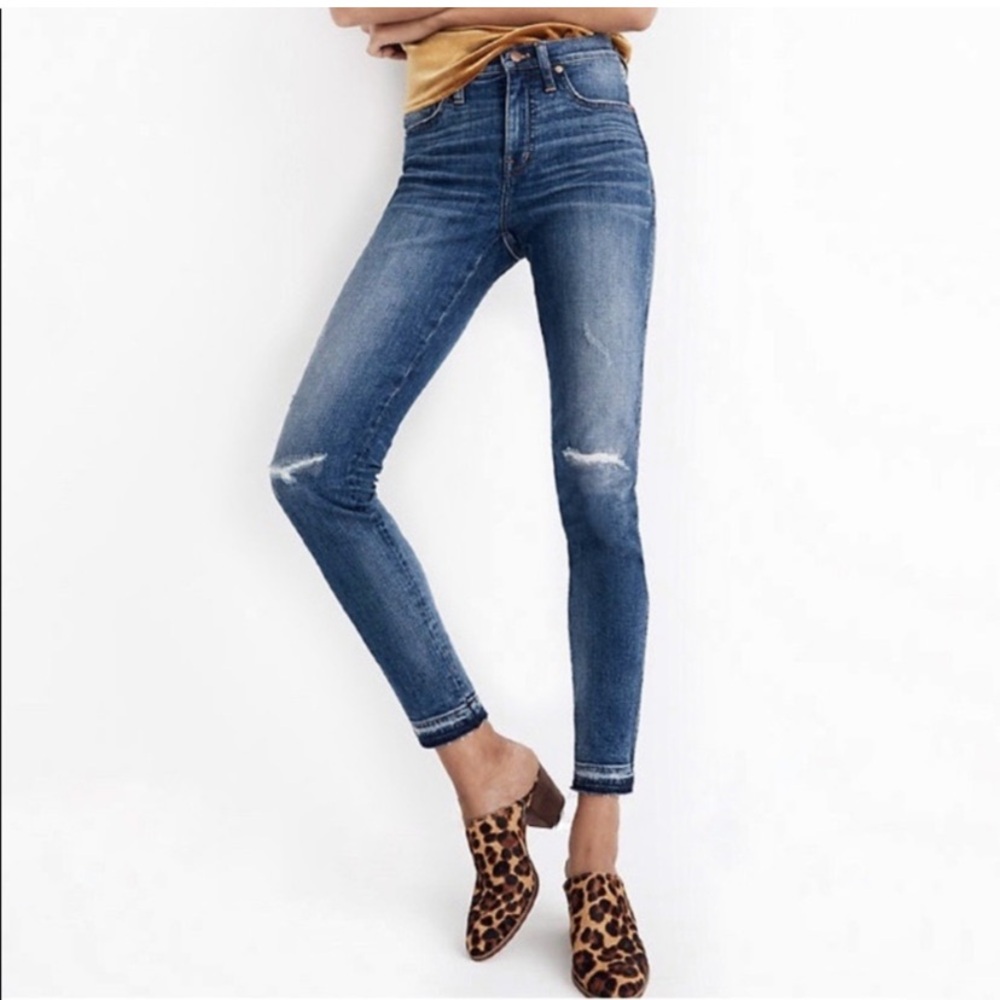 Madewell 9”skinny ripped and repaired York wash jeans sz 28P
